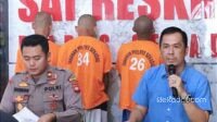 Press release tentang pengungkapan tindak pidana Pertambangan Emas Tanpa Izin (PETI) di dusun Ensayang desa Karang Betung, Kecamatan Nanga Mahap. (Humas Polres Sekadau/Mul)